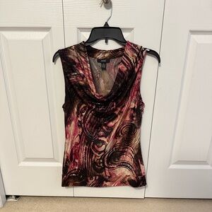 Alfani Swirl Pattern Sleeveless Top in Pink and Brown